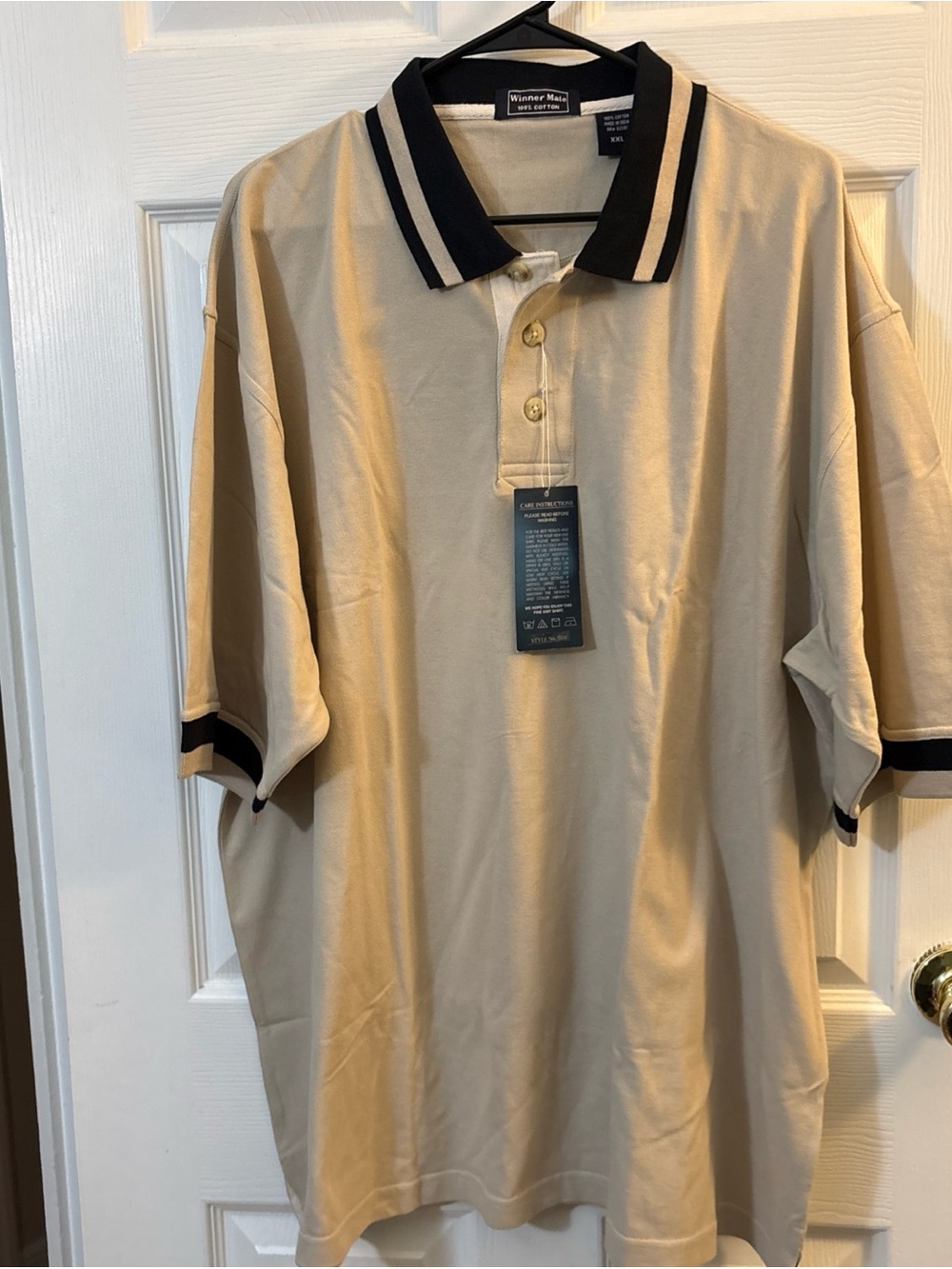 Source Unknown Beige Polo with Black Trim